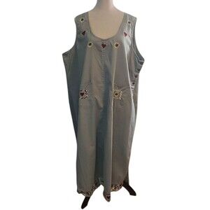 Carolina Colours Maxi Jumper Dress Green Women 26/28 Embroidery Floral Country